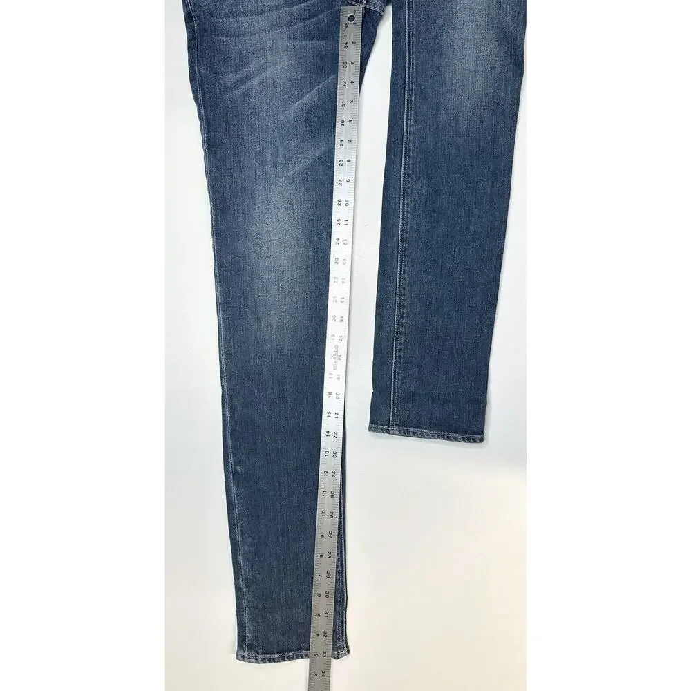 Escada Sport Selvedge Jeans Womens 6 EUR36 Skinny Blue Denim Tie Flaps Distress